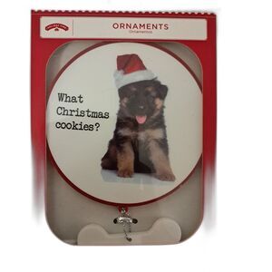 New Holiday Time Ornament “What Christmas Cookies” Dog, German Shepherd Puppy